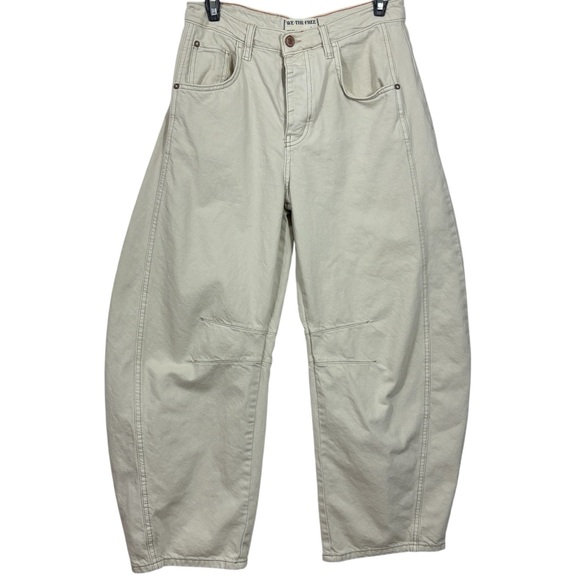 FREE PEOPLE WE THE FREE Mid Rise Lucky You denim Barrel Crop Jeans 26 - Picture 2 of 12